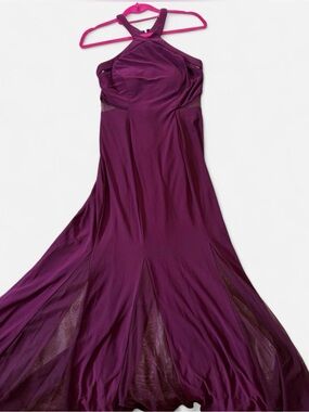 nightway burgundy dress NIGHTWAY Womens Burgundy Sequined Shimmering,top Floral Sleeveless Halter Full-Length Evening Sheath Dress Petites 10P